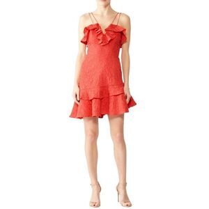 C/MEO Collective Red More To Give Ruffle Mini Dress